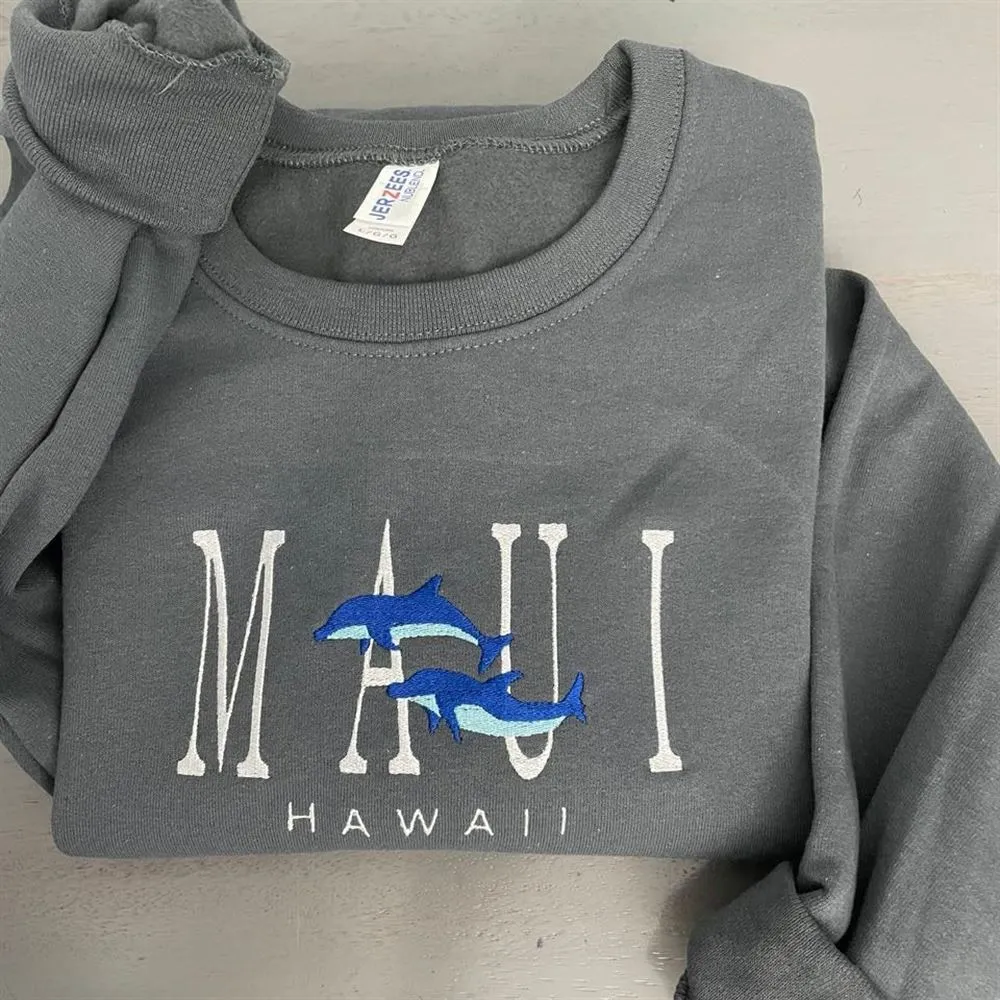 Maui Hawaii Custom Embroidered Sweatshirt Hawaii, Women's Embroidered Sweatshirts