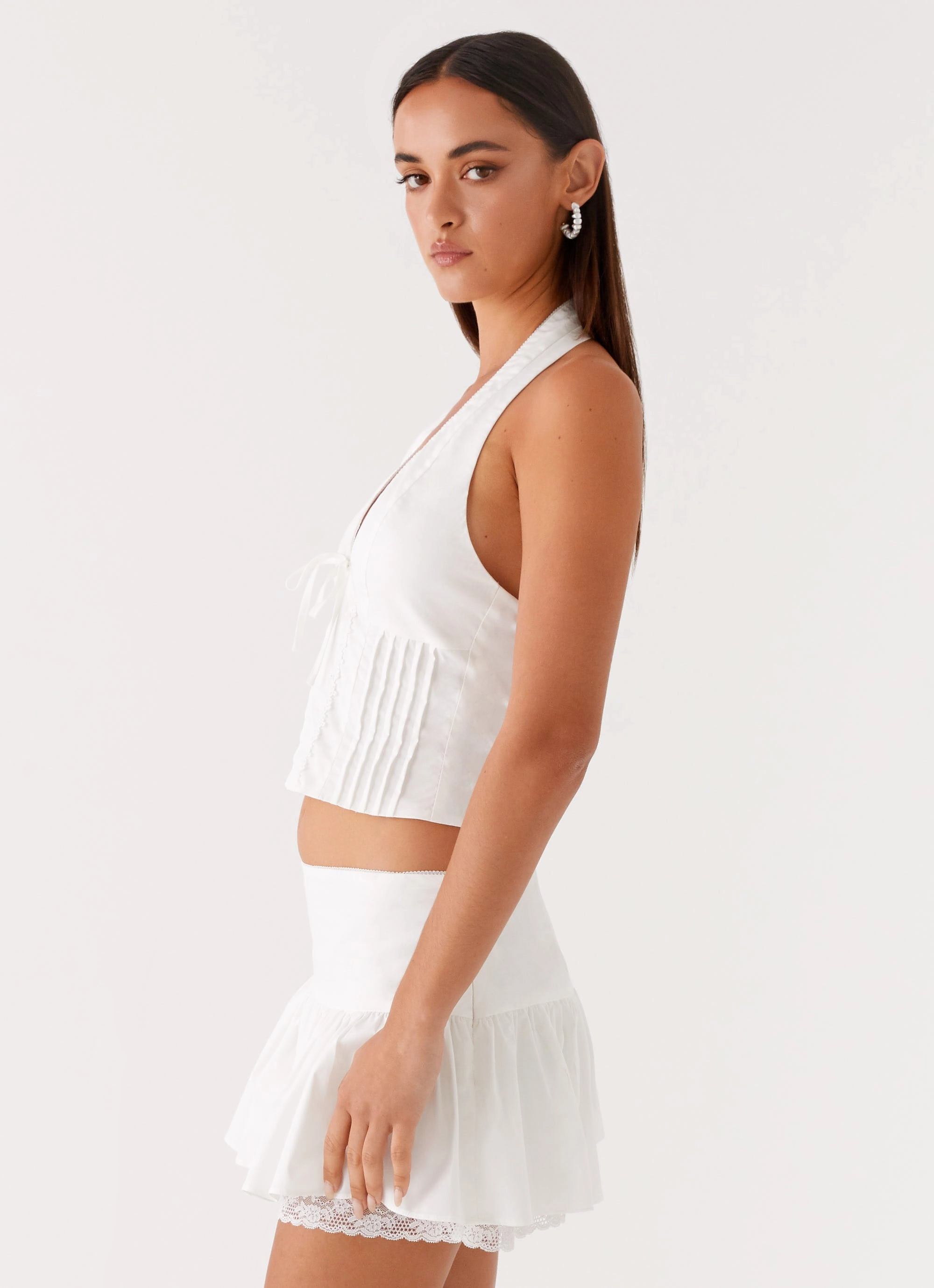 Mavis Halter Top - White Bold Patterns