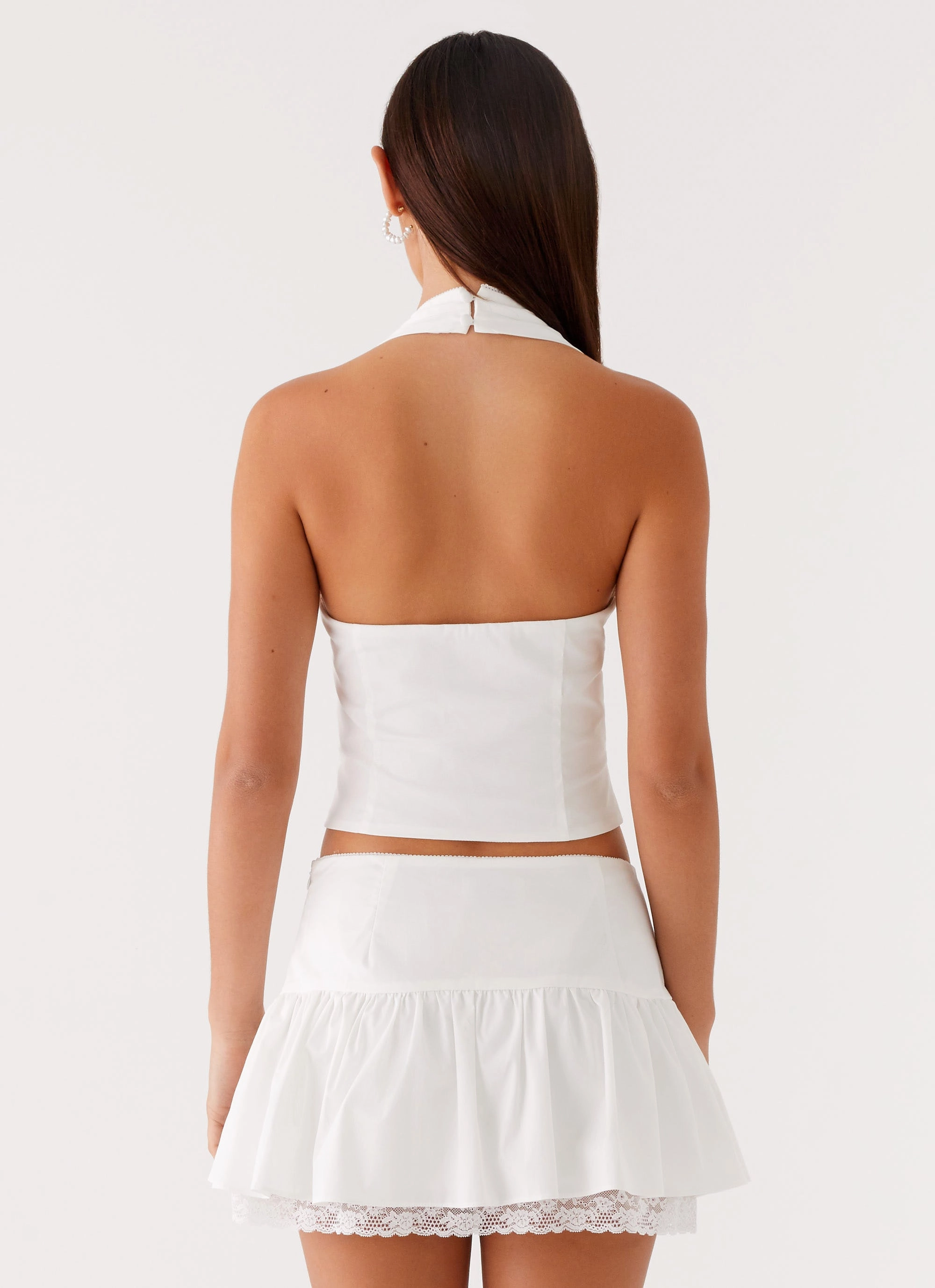 Mavis Halter Top - White ButtonFront