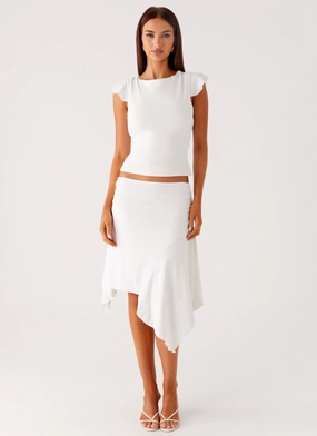 Maxina Asymmetrical Midi Skirt - White Maximalist look