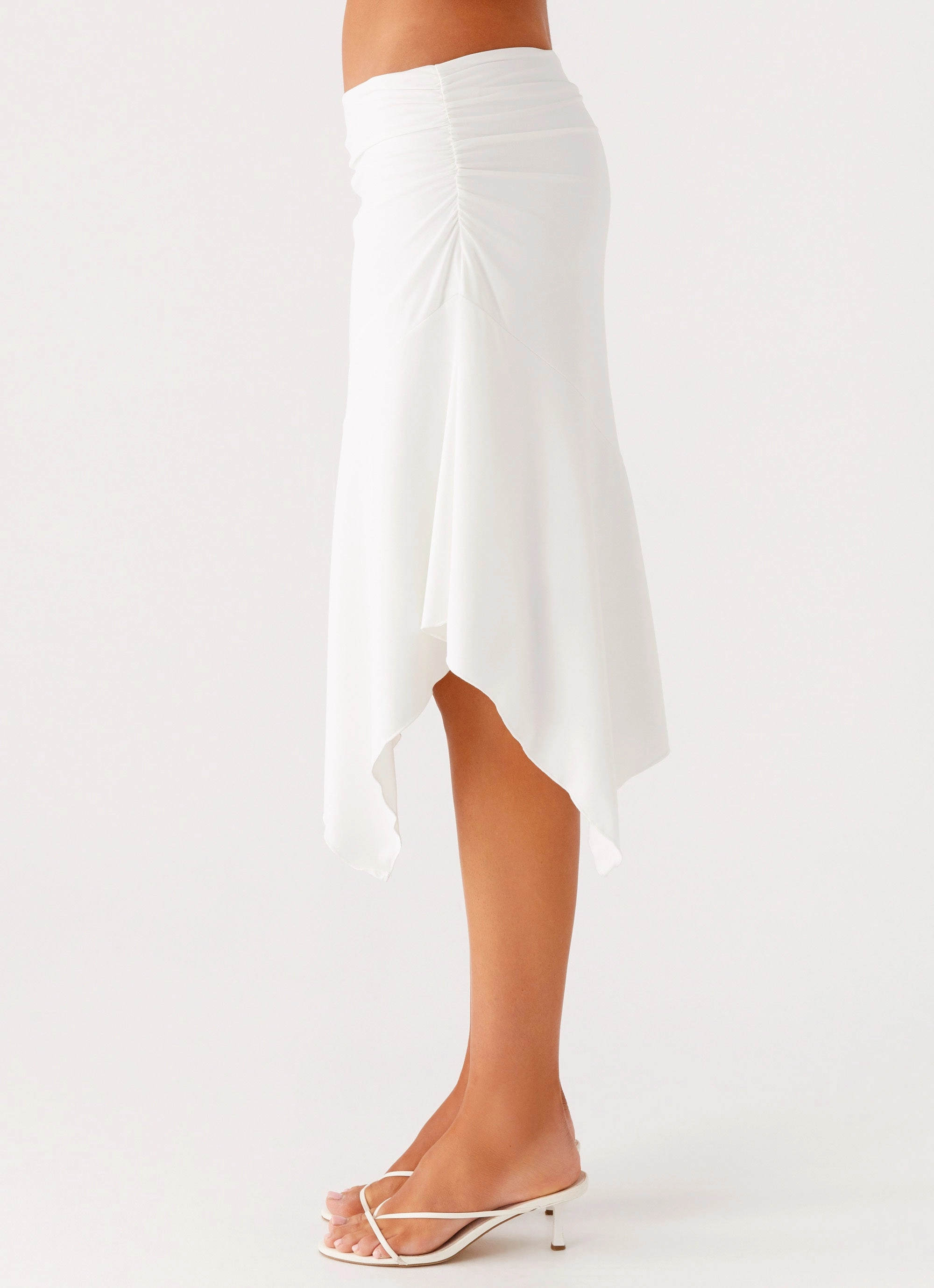 Maxina Asymmetrical Midi Skirt - White Modern Details