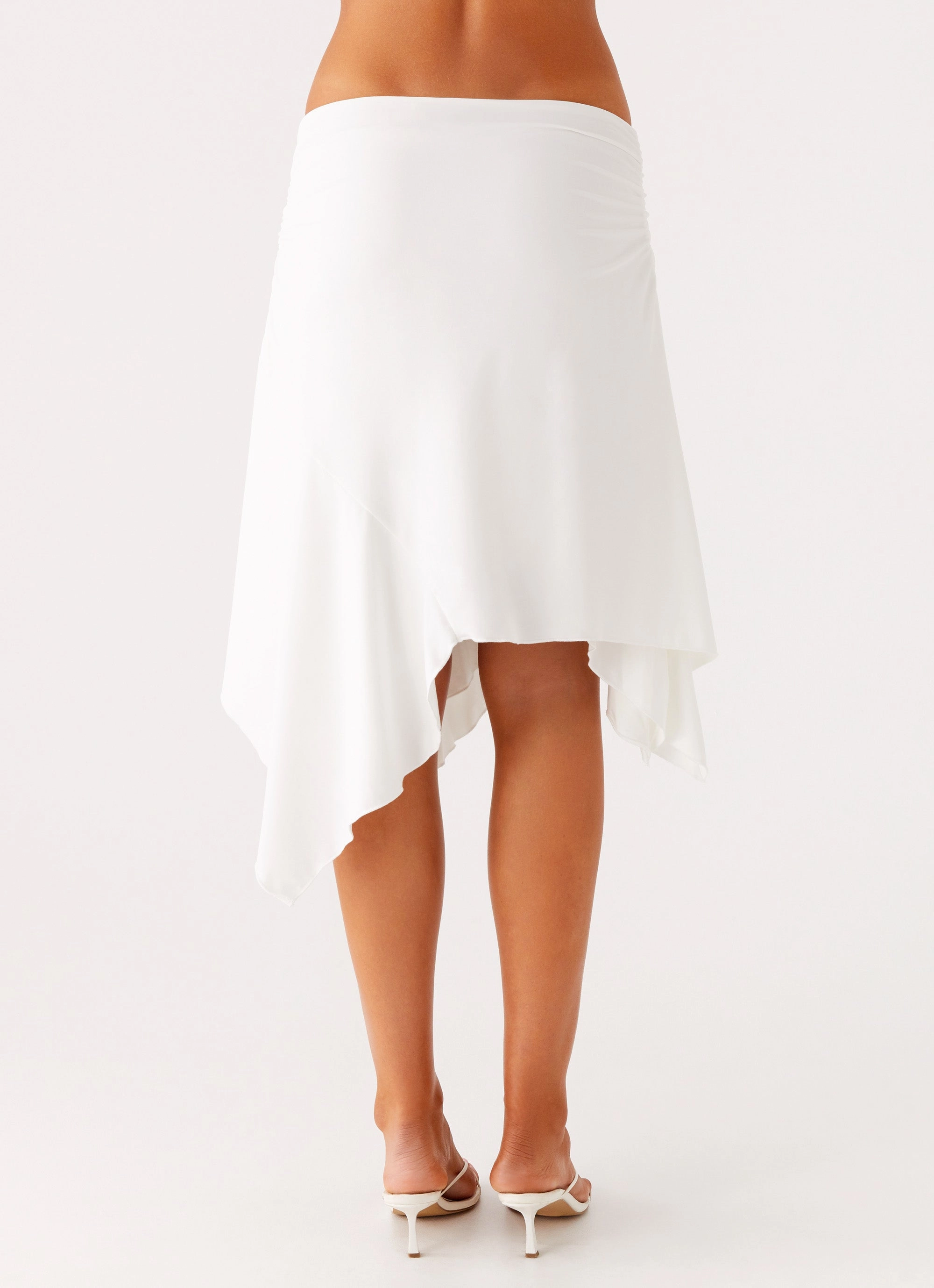 All Day Look Calm Mood Maxina Asymmetrical Midi Skirt - White
