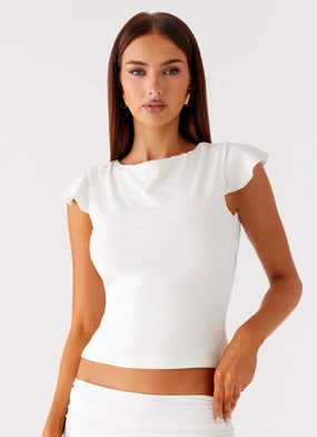 AntiStatic Material Maxina Cap Sleeve Top - White