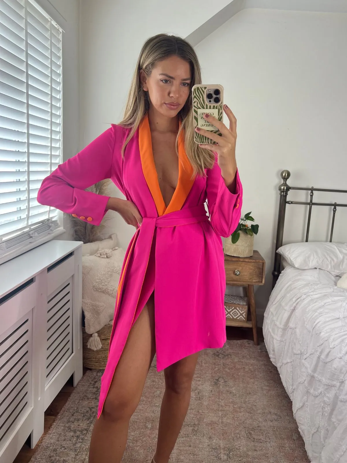 Subtle Touch Maya Colourblock Blazer Dress in Pink