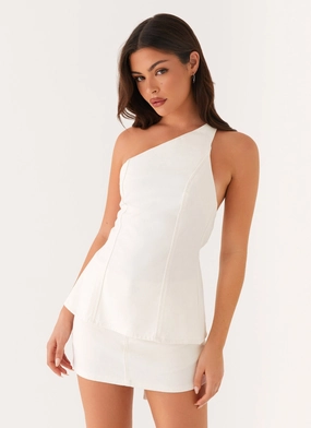 Fashionable Fit Maysa Denim Top - Ivory