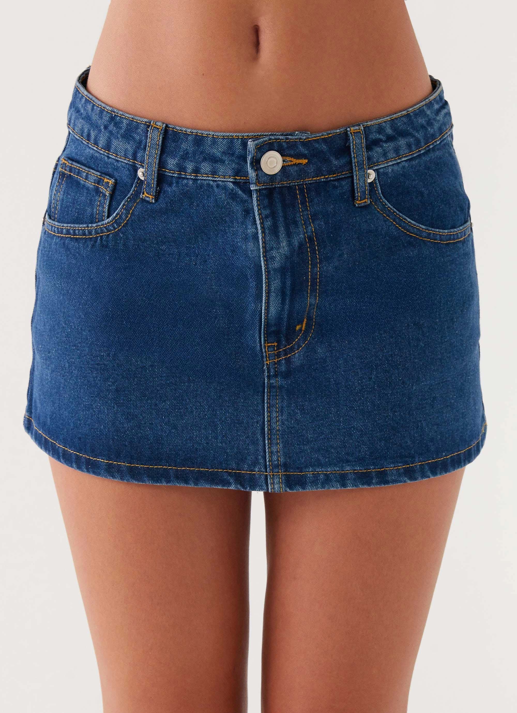 Maysa Low Rise Mini Skirt - Dark Blue Washable fabric