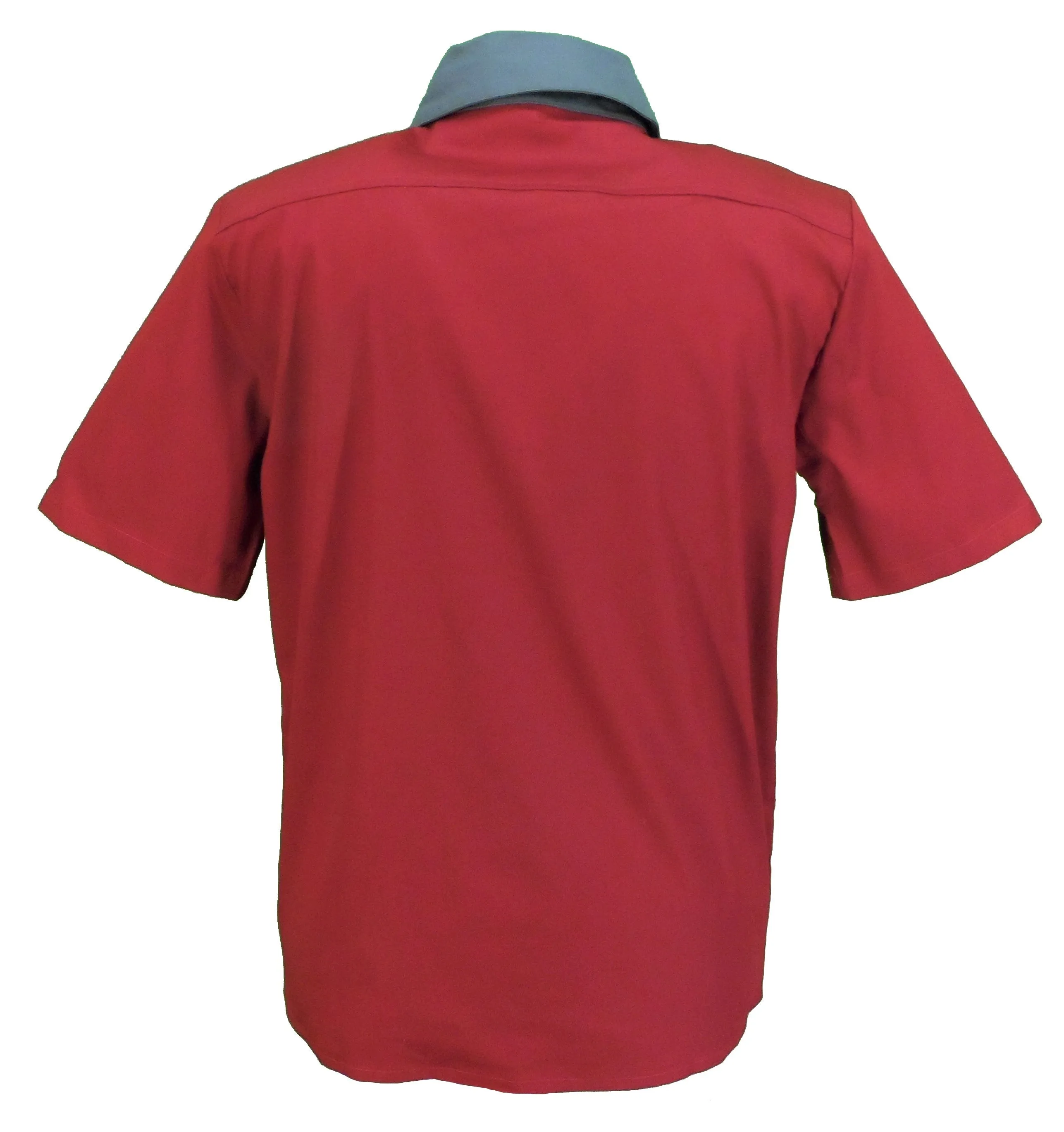 Mazeys Mens Retro Burgundy/Grey Rockabilly Bowling Shirts