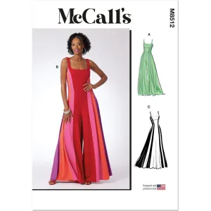 McCall's Pattern M8512 Misses' Knit Jumpsuits and Dress