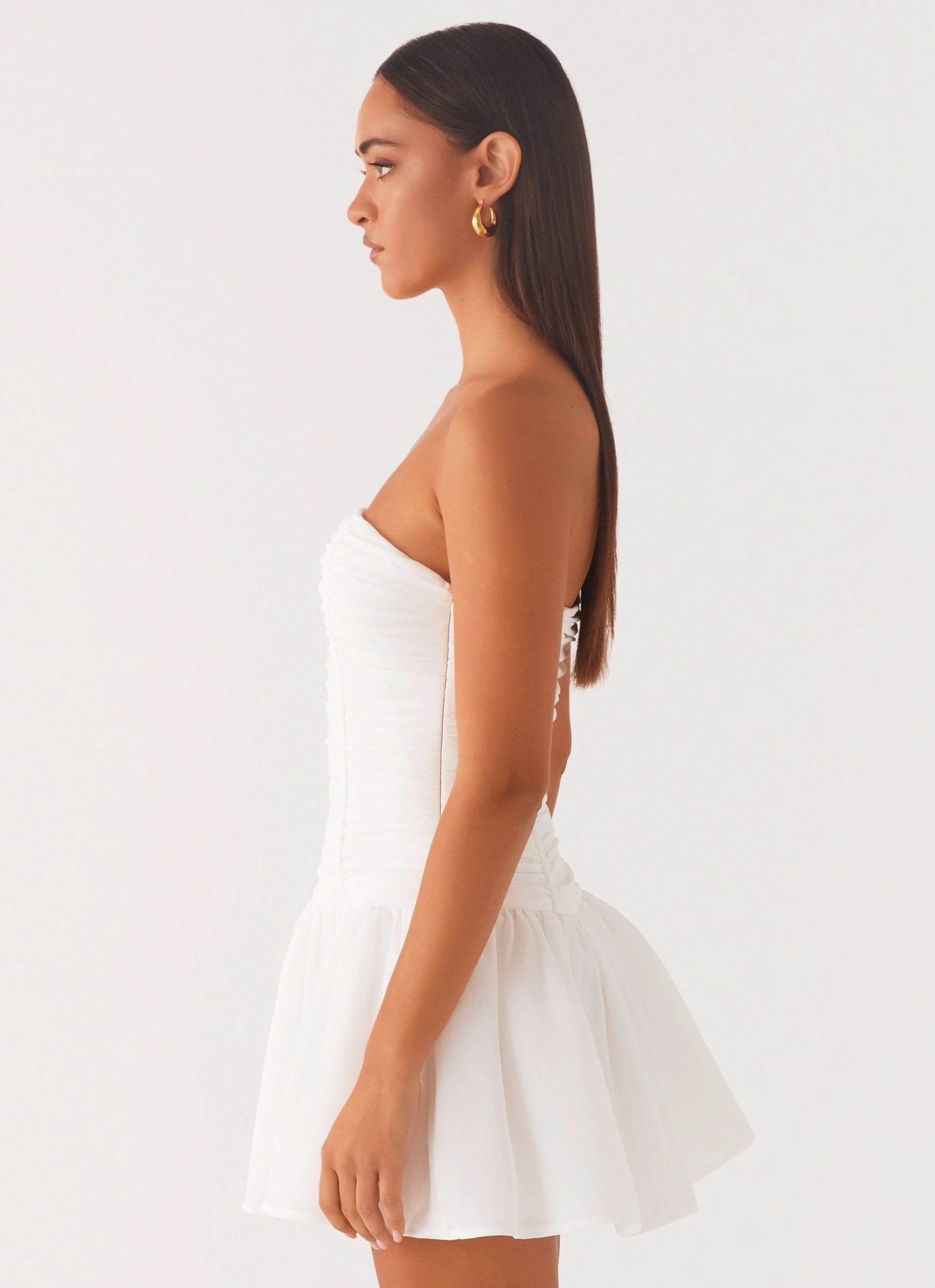 Meadow Dreams Mini Dress - White Flattering Shape Look