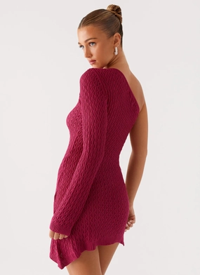 Winter Wrap Medda Knit Mini Dress - Hot Pink
