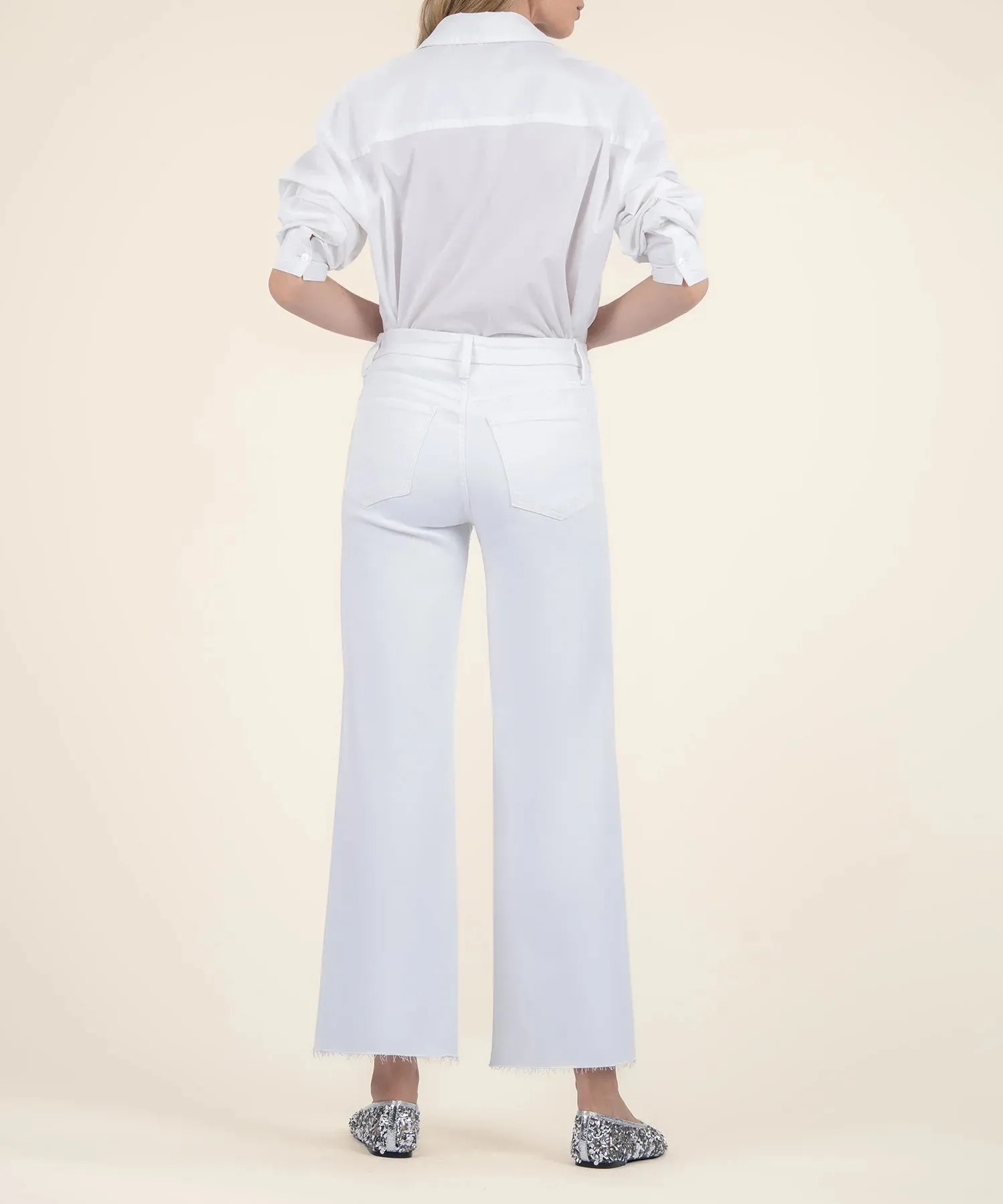 Performance Fit Meg High Rise Fab Ab Wide Leg Jean - Optic White