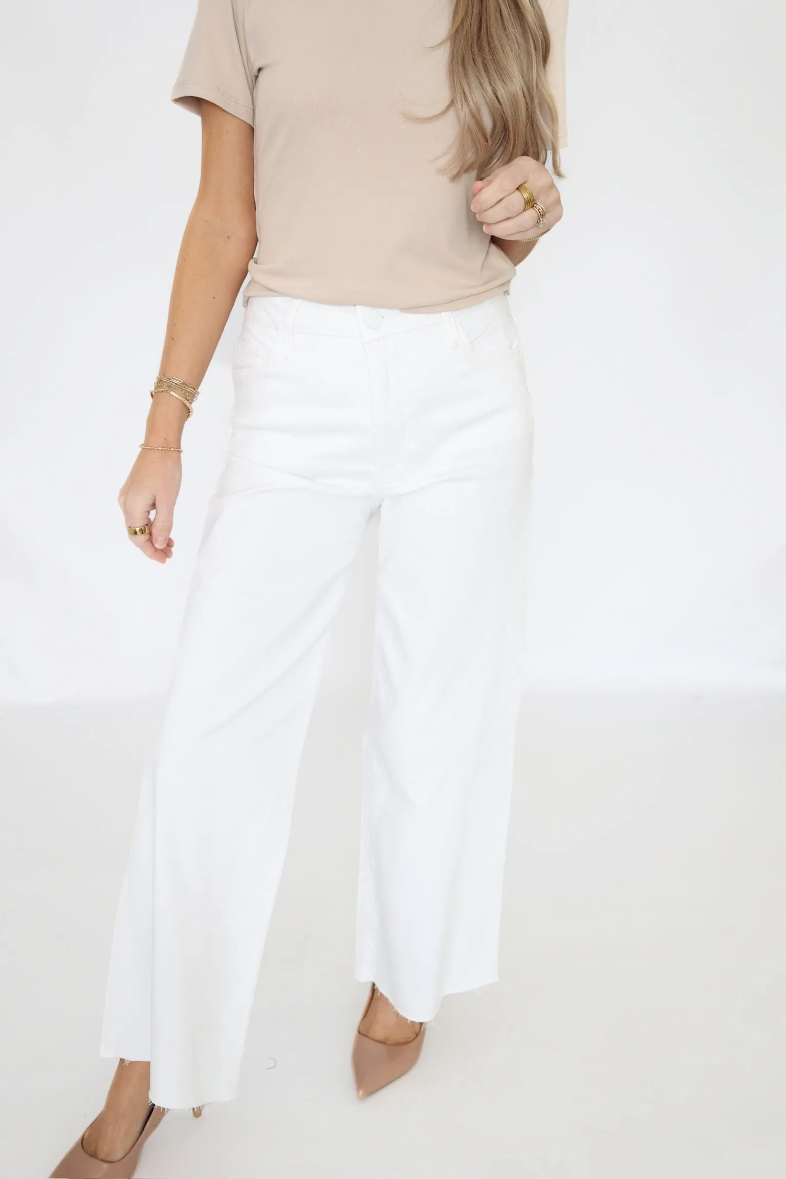 Stain Release Finish Eco Friendly Material Meg High Rise Fab Ab Wide Leg Jean - Optic White