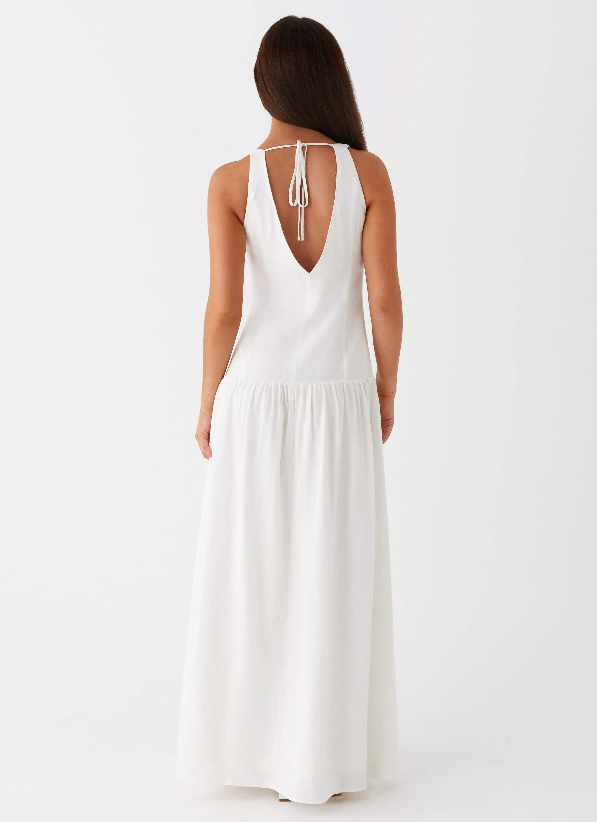 Meggie Linen Maxi Dress - White Best-Seller
