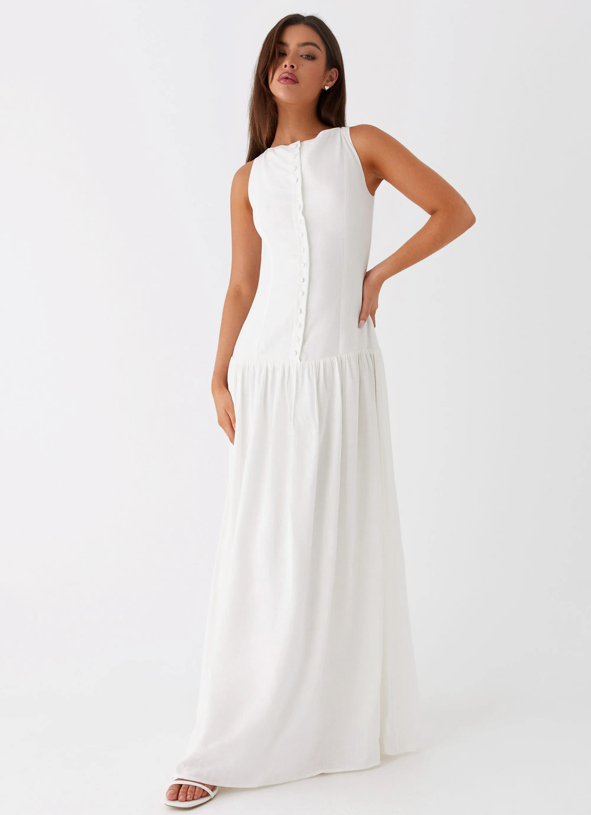 Flexible Layers Meggie Linen Maxi Dress - White