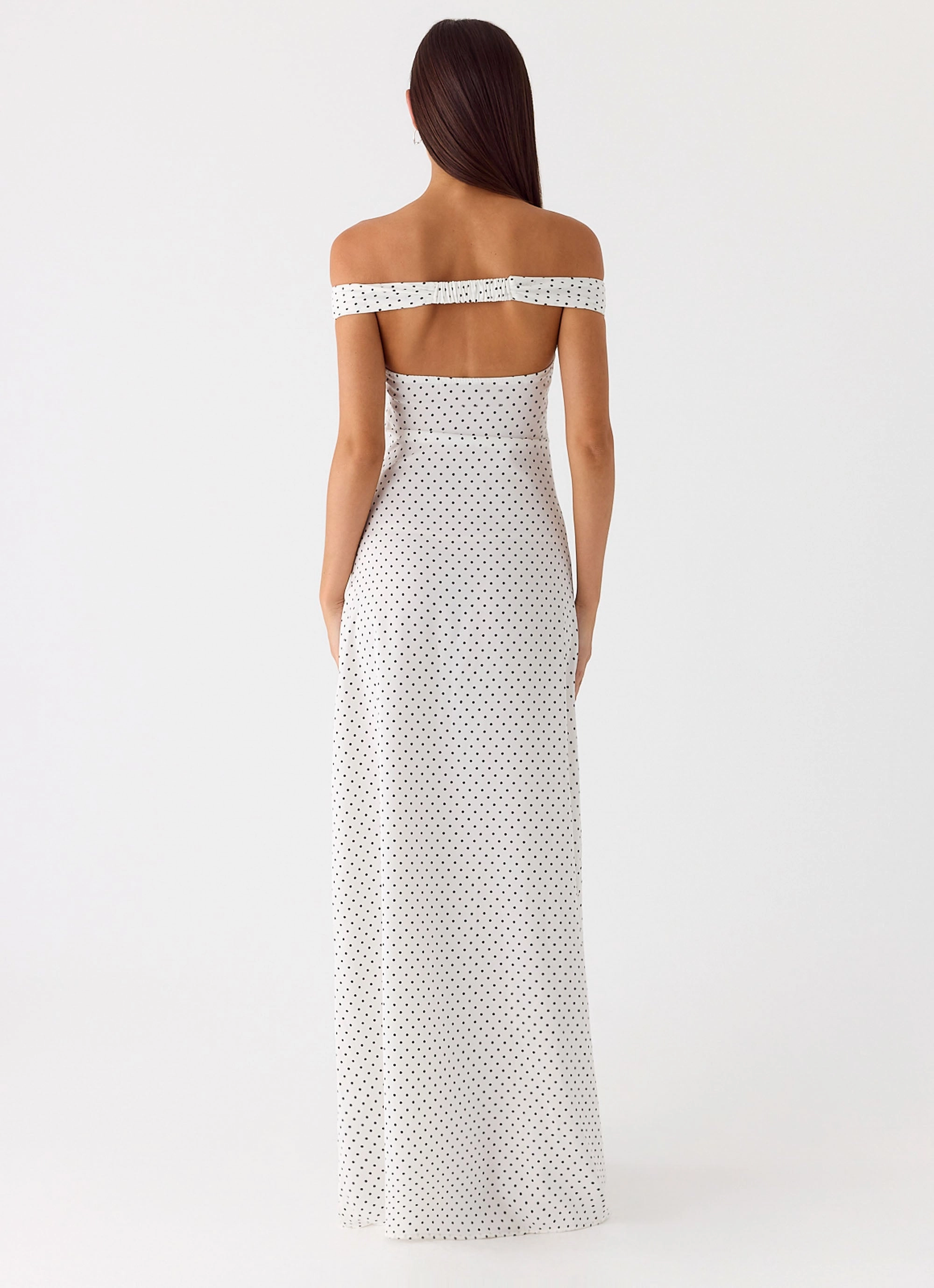 Melany Maxi Dress - White Polkadot Chic Energy
