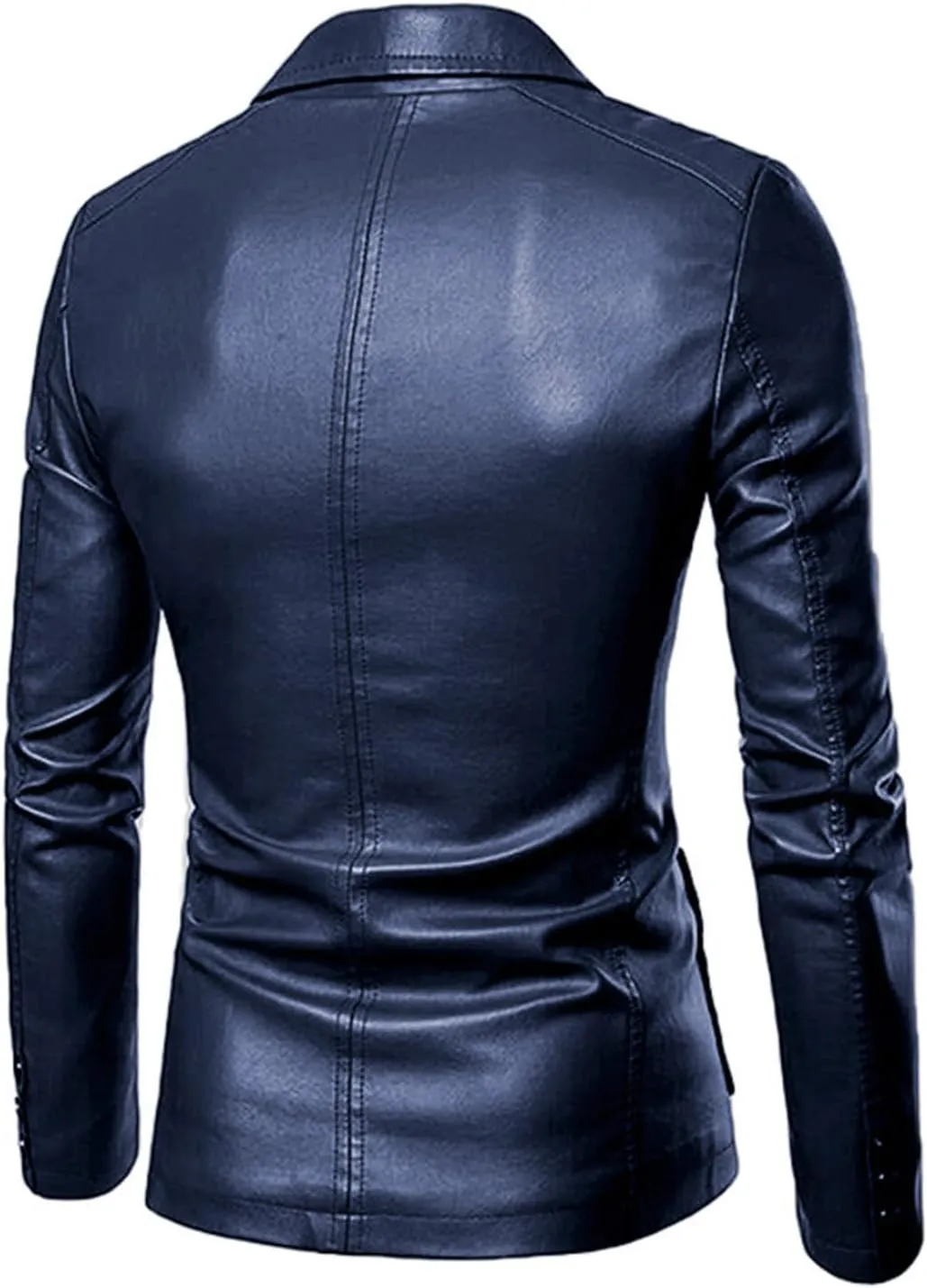 Men Blazer Moto Jacket Faux Leather Motorcycle Biker Jacket Coat Classic Buttoned Collar Keep Warm Winter Windbreaker