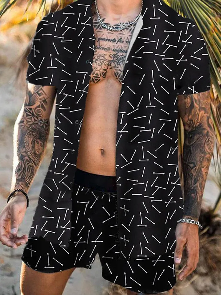 Men Hawaiian Sets Printing Summer Short Sleeve Button Shirt Beach Shorts Streetwear Casual Mens Suit 2 Pieces INCERUN XL S2470731