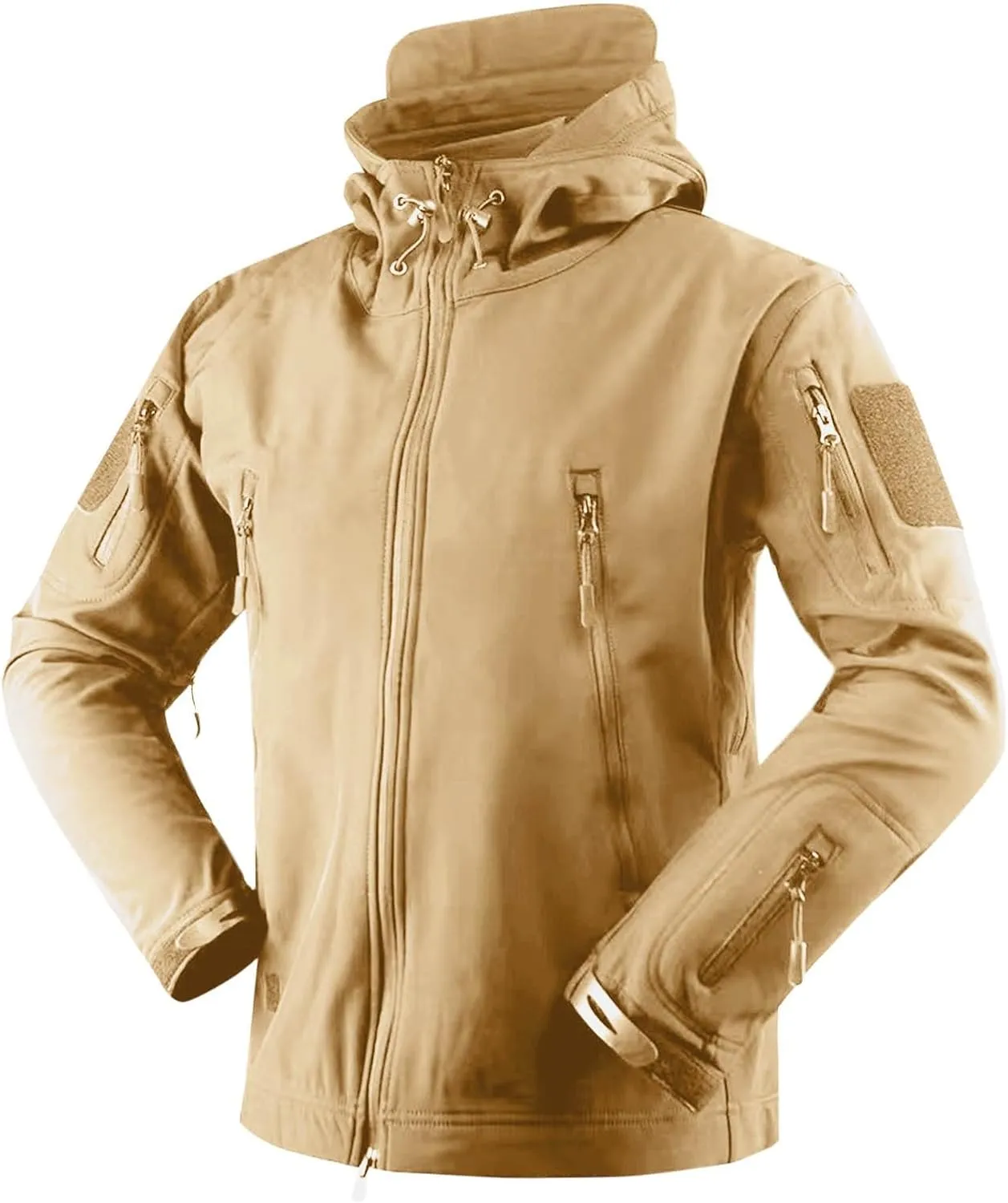 Men Hooded Trench Coats Dressy Zip Up Windbreaker Rain Jackets Waterproof Outdoor Hiking Travel Raincoat with Pockets