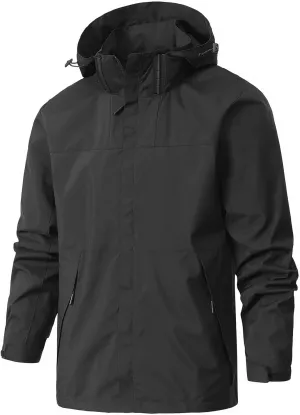 Men Plus Size Hooded Rain Jacket Waterproof Windbreaker With Pockets Color Block Raincoat For Outdoor Mountain Hiking