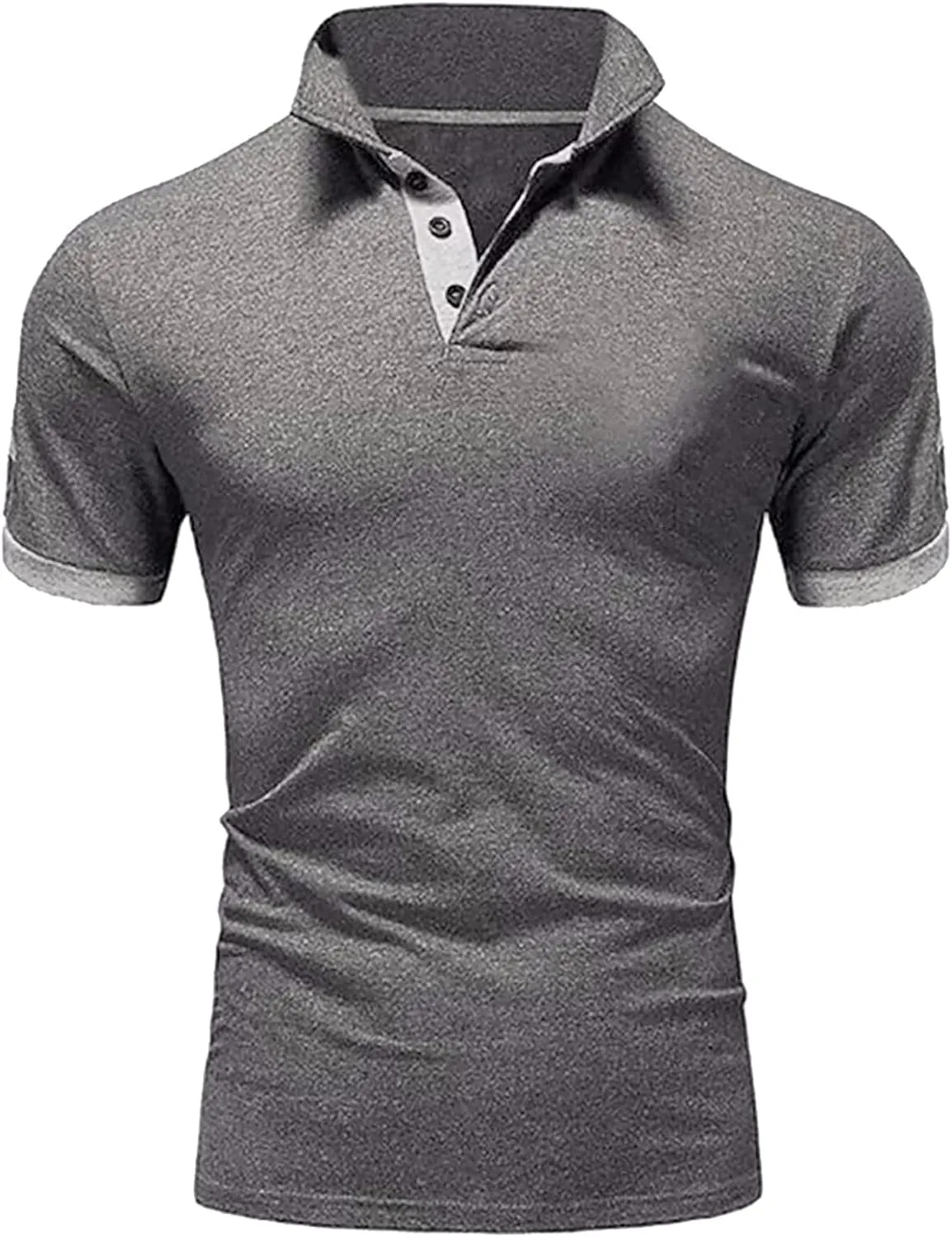 Men Polo Shirt Slim Fit Short Sleeve Cotton Golf Shirt Solid Performance Casual T-Shirts Lapel Collared Work Shirts