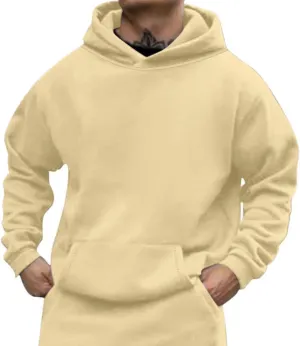 Men Solid Basic Hoodie Fleece Lined Pullover Drop Sleeve Hoodie Lightweight Long Sleeve Sweatshirt with Kangaroo Pocket