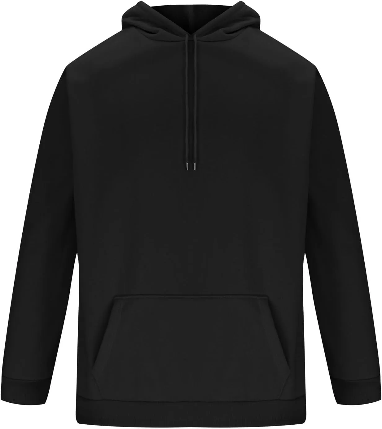 Men Solid Basic Hoodie Fleece Lined Pullover Drop Sleeve Hoodie Lightweight Long Sleeve Sweatshirt with Kangaroo Pocket