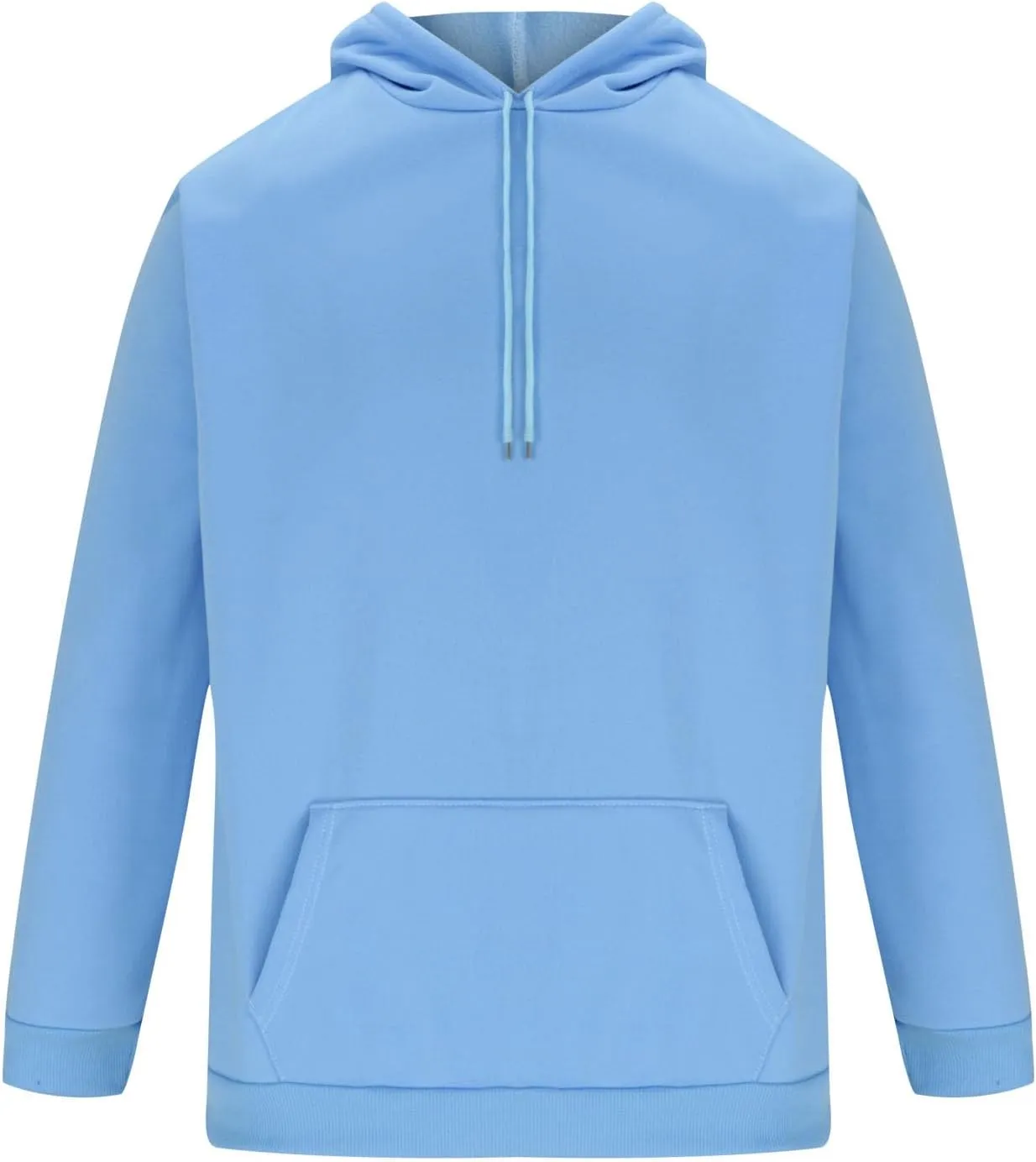 Men Solid Basic Hoodie Fleece Lined Pullover Drop Sleeve Hoodie Lightweight Long Sleeve Sweatshirt with Kangaroo Pocket
