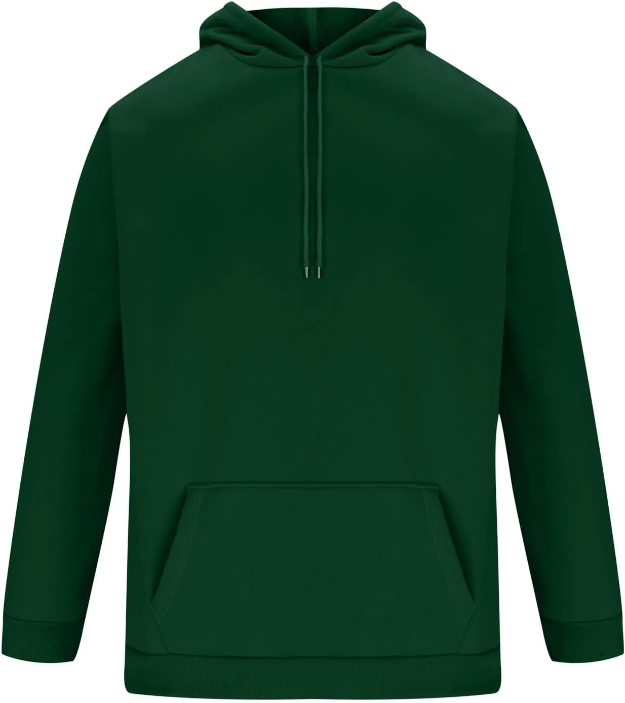 Men Solid Basic Hoodie Fleece Lined Pullover Drop Sleeve Hoodie Lightweight Long Sleeve Sweatshirt with Kangaroo Pocket