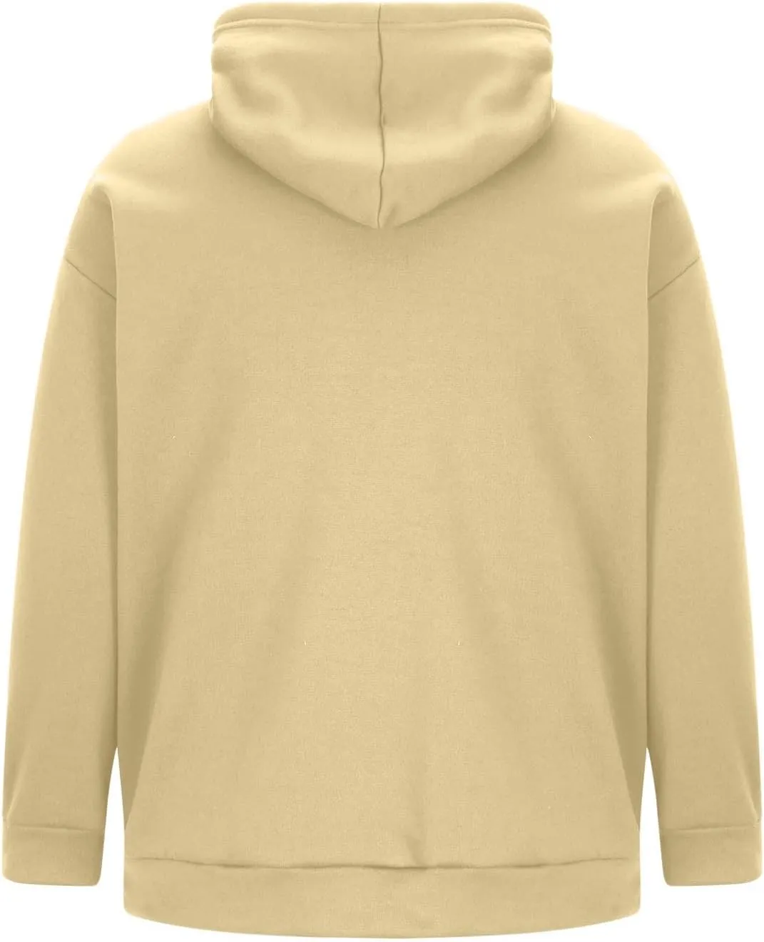 Men Solid Basic Hoodie Fleece Lined Pullover Drop Sleeve Hoodie Lightweight Long Sleeve Sweatshirt with Kangaroo Pocket