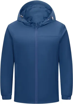 Men Women Rain Jackets Hooded Waterproof Windbreaker With Pockets Unisex Fall Winter Outdoor Hiking Travel Raincoats
