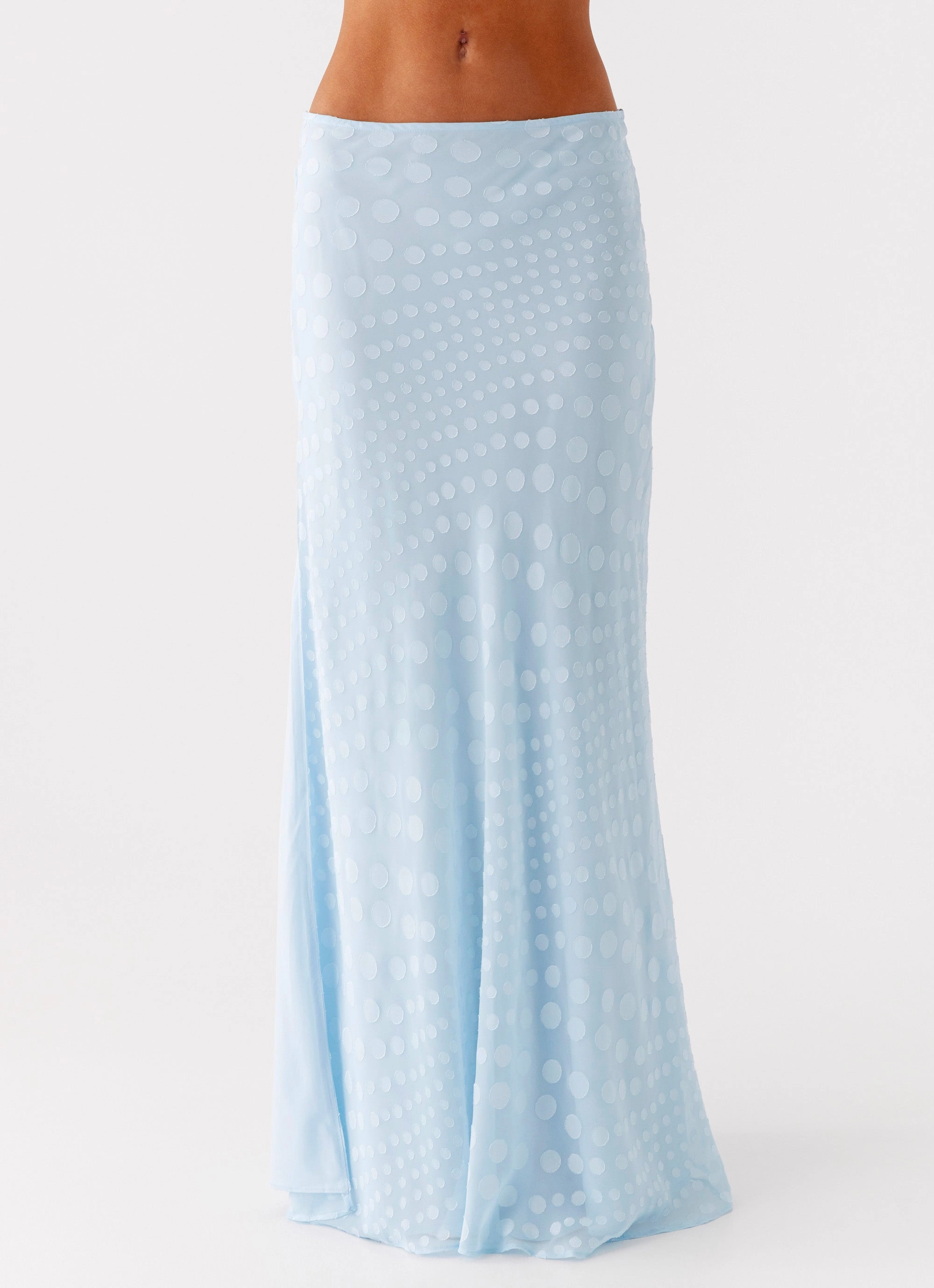 Mena Chiffon Spot Maxi Skirt - Blue Water resistant coating