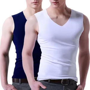 Mens 2 Pack Ice Silk Tank Tops Sleeveless Undershirts Crew Neck Quick Dry Workout Gym Muscle Shirts Summer Cooling Baselayer