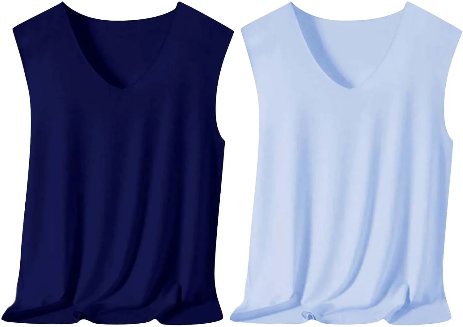 Mens 2 Pack Ice Silk Tank Tops Sleeveless Undershirts Crew Neck Quick Dry Workout Gym Muscle Shirts Summer Cooling Baselayer
