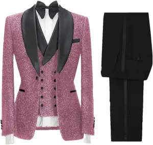 Men's 3 Piece Slim Fit Suit Set Wedding Groom Tuxedos Slim Fit Prom Party Blazer Jacket Vest Pants
