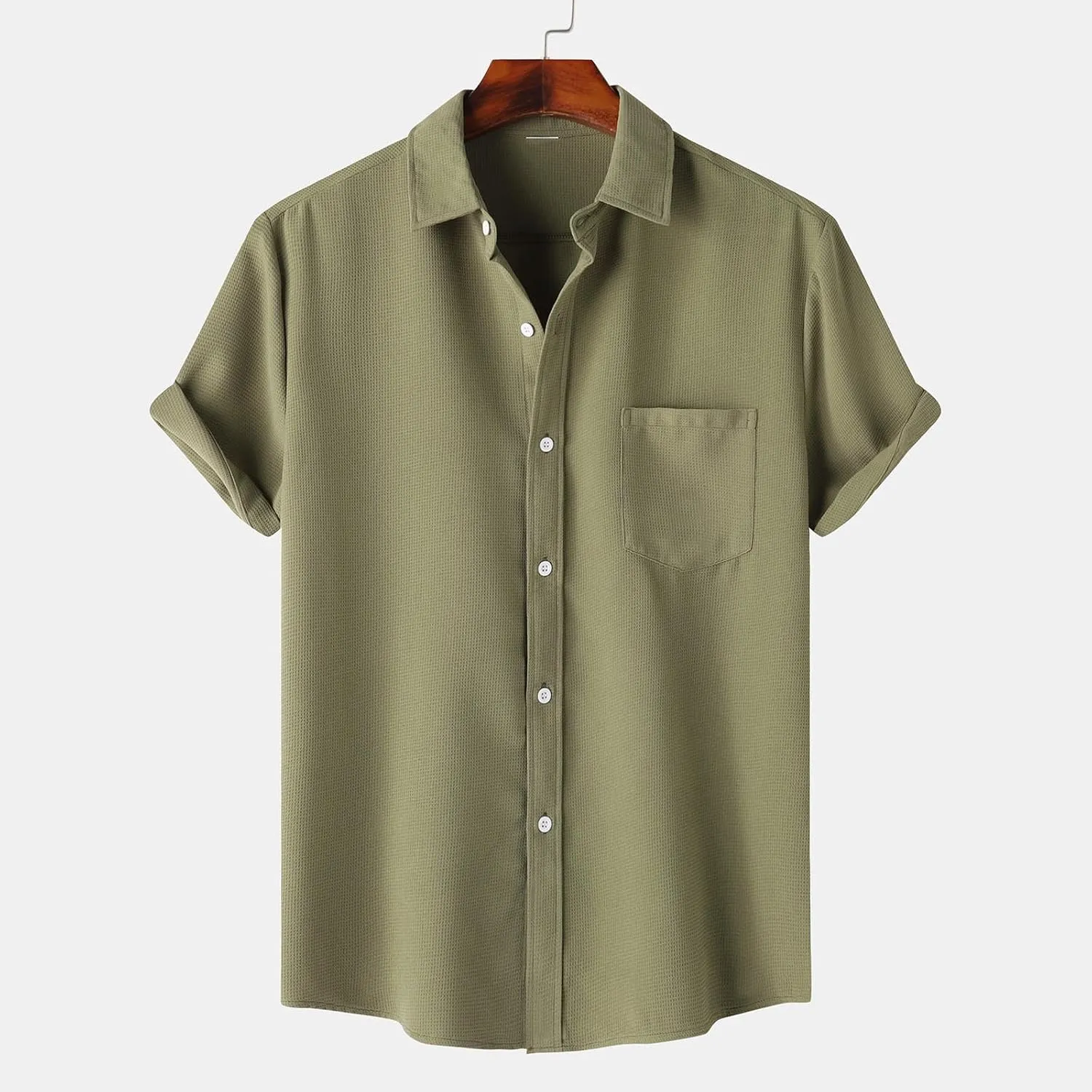 Men's Button Down Shirts Short Sleeve Casual Shirts Summer Beach Shirts Vacation Wedding Shirt