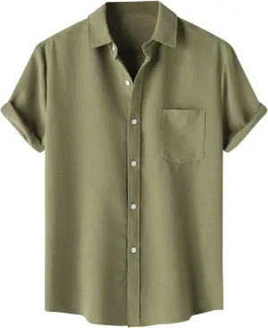 Men's Button Down Shirts Short Sleeve Casual Shirts Summer Beach Shirts Vacation Wedding Shirt