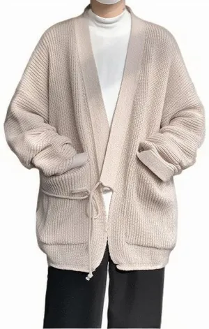 Mens Cardigan Sweaters Coat Open Front Rib Chunky Knitwear Coats Oversize Cable Knitted Ribbed Jackets Outerwear