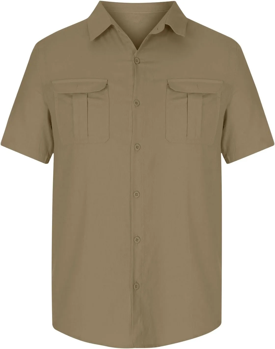 Mens Cargo Shirts Short Sleeve Cotton Linen Tactical T Shirts Multic Pockets Big & Tall Men Summer Hiking Tshirts
