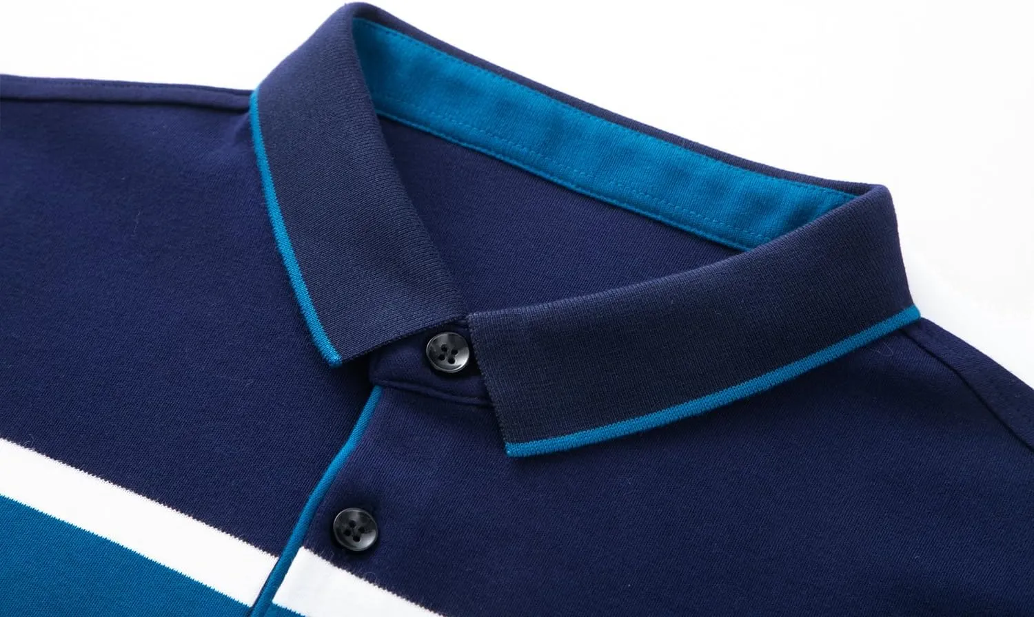 Mens Casual Cotton Striped Long Sleeve Collared T Shirt Polo Shirts