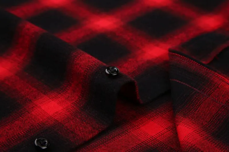 Men's Casual Flannel Plaid Long Sleeved Shirt