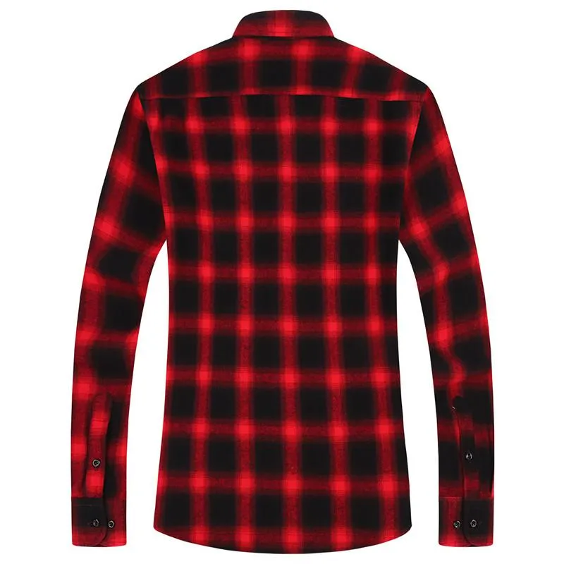 Men's Casual Flannel Plaid Long Sleeved Shirt
