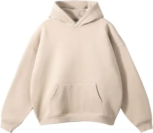 Men's Casual Fleece Hoodie Heavy Sherpa Lined Sweatshirt Fall Winter Warm Thick Pullover Sweatshirts