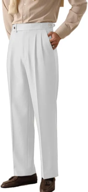 Men's Classic Slim Fit Dress Pants Straight Formal Pants Elastic Waist Suit Pants