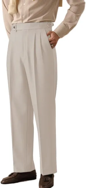Men's Classic Slim Fit Dress Pants Straight Formal Pants Elastic Waist Suit Pants
