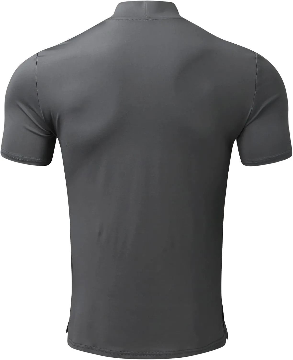 Men's Compression Shirts Mock Neck Sweater Fashion Short Sleeve Turtleneck T Shirt Slim Fit Pullover Thermal Shirts