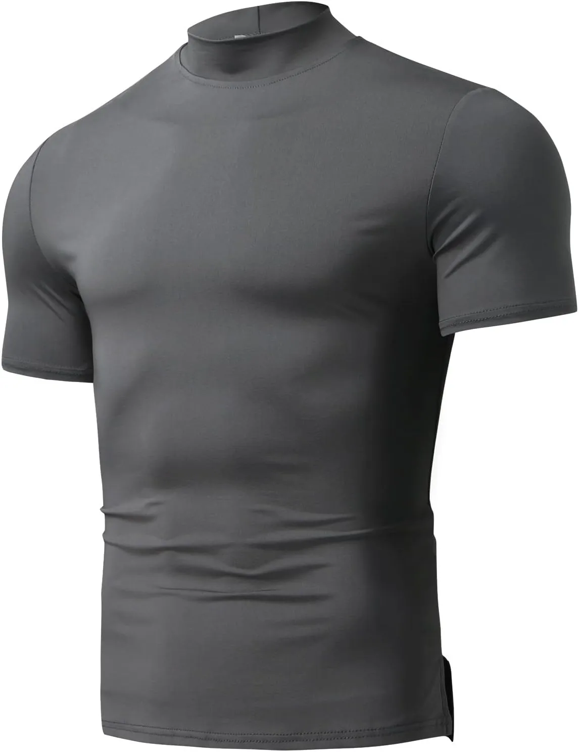 Men's Compression Shirts Mock Neck Sweater Fashion Short Sleeve Turtleneck T Shirt Slim Fit Pullover Thermal Shirts