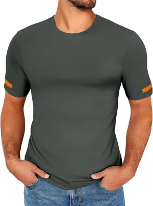 Men's Compression Shirts Quick Dry Stretch Short Sleeve Athletic Shirts Cool Dry Moisture Wicking Running Tees Tops