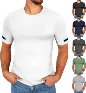 Men's Compression Shirts Quick Dry Stretch Short Sleeve Athletic Shirts Cool Dry Moisture Wicking Running Tees Tops