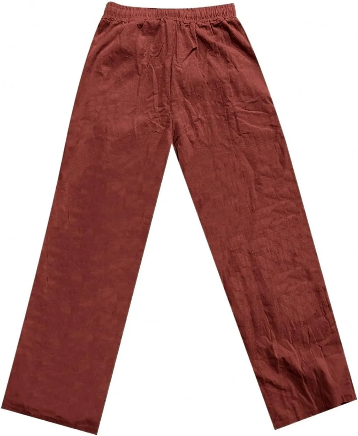 Mens Cotton Linen Pants Elastic Waist Casual Pants with Pockets Drawstring Pants Yoga Beach Summer Trousers
