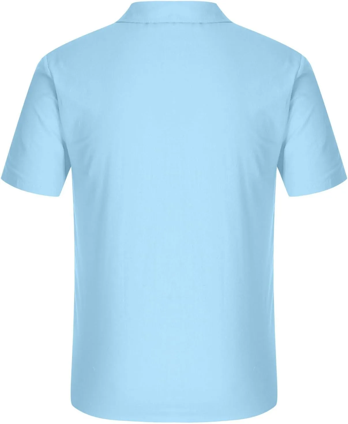 Mens Cotton Linen Shirts Button Down Casual Tshirt Textured Short Sleeve Shirts Summer Beach Outdoor Tee with Pockets